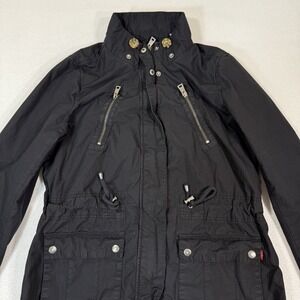 Levis Light Weight Parka Jacket Women Medium‎ Black Full Zip Pocket Casual